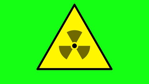 Flashing radiation sign in the form of a triangle. The risk of nuclear war and radiation pollution