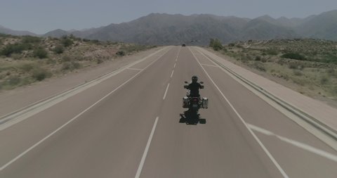 Biker speeds his bike in the region of Mendoza