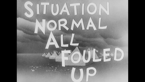 CIRCA 1942 - In this animated film, the goofy Private Snafu is introduced.