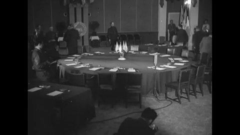 CIRCA 1945 - The Allied Control Council convenes in Berlin, including Generals Eisenhower, Montgomery, Zhukov and de Tassigny.