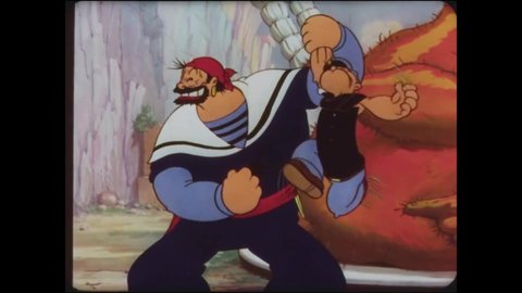 CIRCA 1936 - In this animated film, Popeye must do battle with a two-headed giant and the two heads start arguing.
