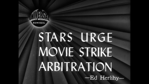 CIRCA 1946 - Film studio laborers go on strike, and movie stars fly to Chicago to address the AFL on the matter.