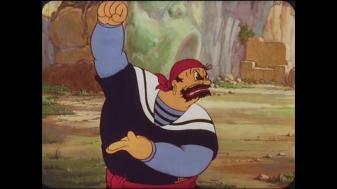 CIRCA 1936 - In this animated film, Sinbad (Bluto) sics his giant bird on Popeye's ship.