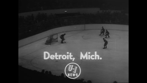 CIRCA 1950 - The Detroit Red Wings take on the New York Rangers for the Stanley Cup.