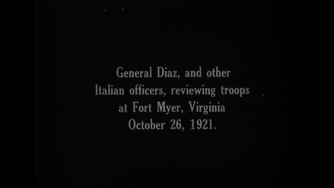 CIRCA 1921 - General Diaz and other Italian officers review troops at Fort Myer, Virginia.