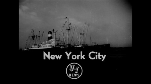 CIRCA 1950 - The SS Excalibur delivers replicas of the Liberty Bell to be used in a savings bond drive across America.