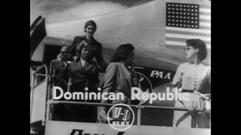 CIRCA 1952 - American women model resort wear in Santo Domingo, the Dominican Republican.
