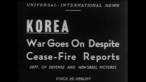 CIRCA 1952 - UN forces are unsuccessful in attempting to negotiate a ceasefire in Korea. Vice President Barkley visits troops in Korea.