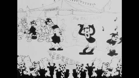 CIRCA 1927 - In this animated film, a live action little girl gets ready to perform at the circus with cartoon animals.