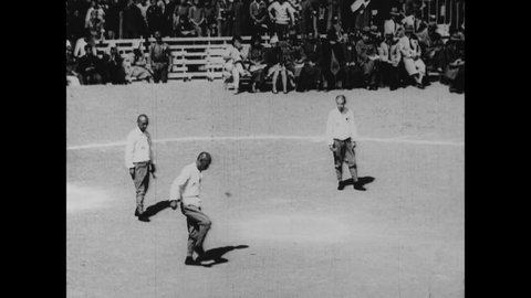 CIRCA 1933 - A sporting competition in Nanjing, China includes the traditional sports of archery and jianzi, a game like hackey sack.