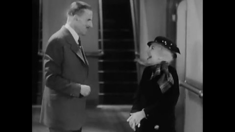 CIRCA 1934 - In this drama film, an old wealthy woman flirts with a European man on an ocean liner.
