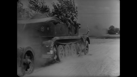 CIRCA 1941 - German forces advancing towards Moscow are slowed by Russian resistance fighters and inclement weather.