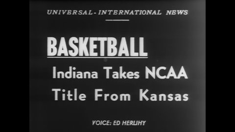 CIRCA 1953 - The Indiana Hoosiers defeat the Kansas Jayhawks in the NCAA championship game.