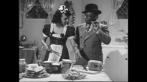 CIRCA 1941 - An African-American maid asks her boyfriend to help her make dinner until she learns he's been pledged to a fraternity.