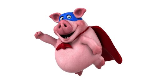 Fun 3D cartoon super pig flying