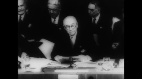 CIRCA 1946 - Bernard Baruch gives a speech urging for the destruction of all existing atomic bombs, and the global banning of manufacturing any more.