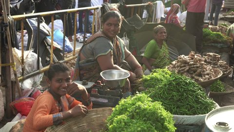 Vegetables vendor at Bazaar, Mumbai, India, Circa 2021