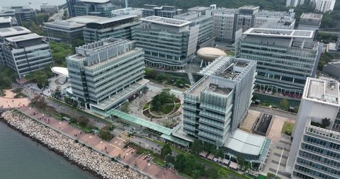 Pak Shek Kok, Hong Kong 07 February 2022: Top view of Hong Kong science park