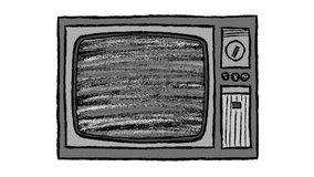 Old vintage tv from the 80s 90s showing static noise on the screen. Hand-drawn animation that can be looped.