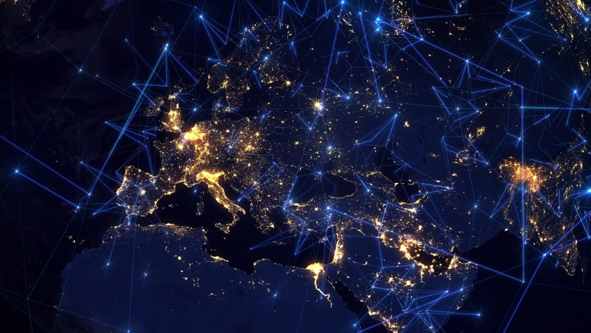 
Digital Grid Over Planet Earth.Visualization Of The World Wide Web Connecting All Regions Of The Globe. Telecommunication Networks From Europe To Asia. Internet of Things. | Shutterstock HD Video #1088927847