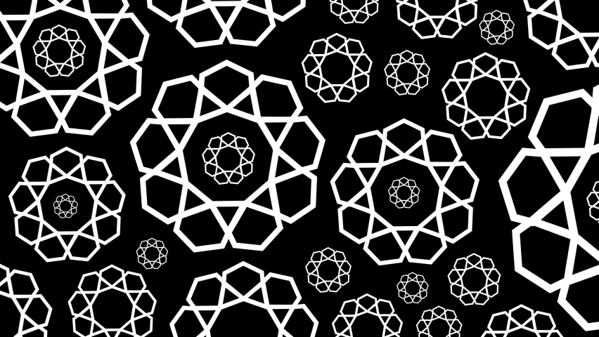 Black and White Oriental Ornaments Animation Background. Islamic Elegant geometric pattern, seamless looping animated background,  Ramadan and Holiday beautiful decorative moving ornament. Royalty-Free Stock Footage #1088929077