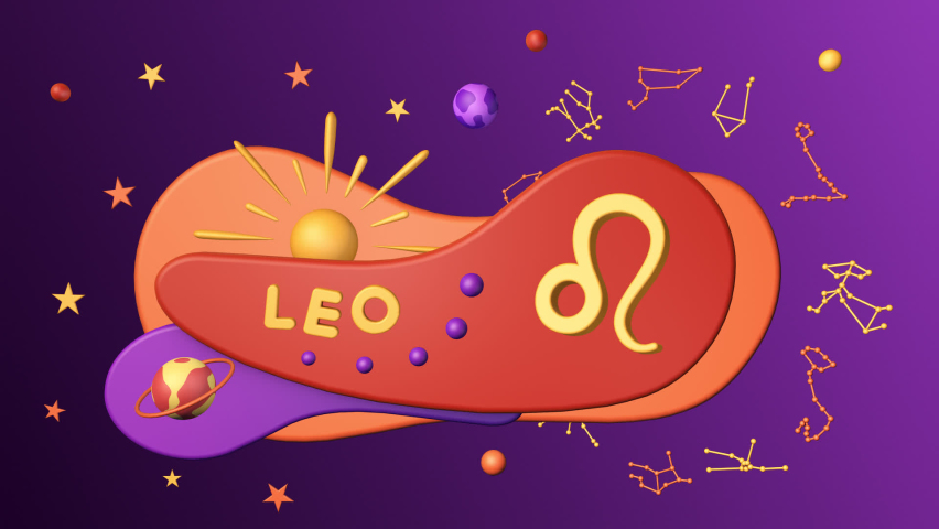 Zodiac sign Leo, 3D animation on a seamless loop