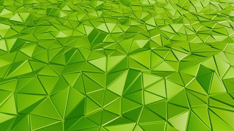 Realistic abstract looping 3D animation of the moving green plastic triangles pattern rendered in UHD as motion background