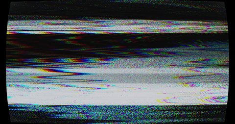 View of damaged tv effect on a cathode ray tube television of a train station