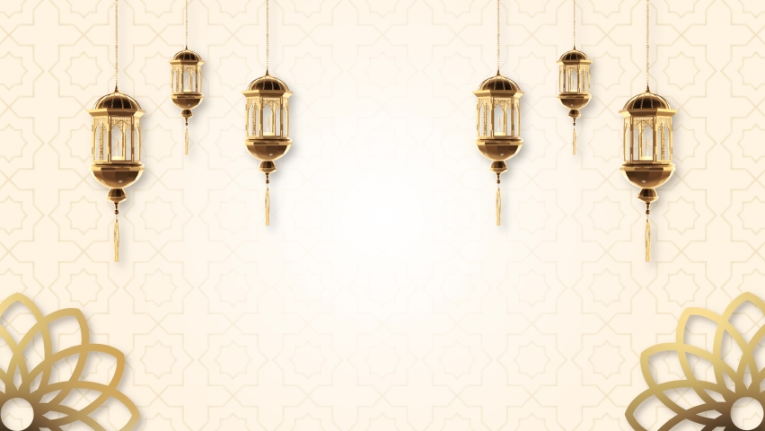 Beautiful Elegant Ramadan Mubarak Lanterns or Fanous Hanging Loop Backgrounds. Colorful Lights in Islamic Pattern festive invitation Ramadan arabic Animation for the Holy Month Occasion of fasting. | Shutterstock HD Video #1088943789