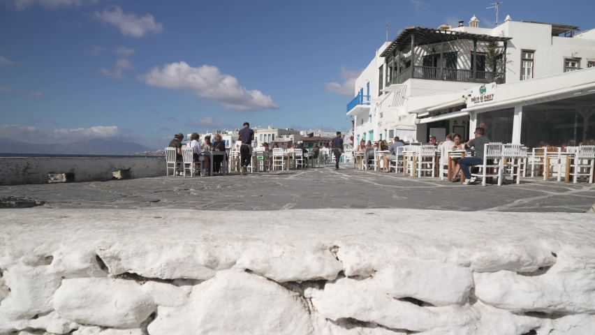 Restaurant in Little Venice in Mykonos Town, Mykonos, Cyclades, Greek Islands, Greece, Europe
