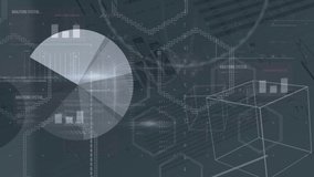 Animation of grey and white graphs and data processing on dark grey background. global business and digital interface concept digitally generated video. - Powered by Shutterstock - Get 15% off with code: PIKWIZARD15