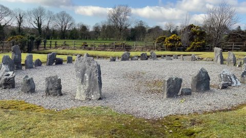 Panning video of Drumskinny Stone Circle in County Fermanagh, Northern Ireland