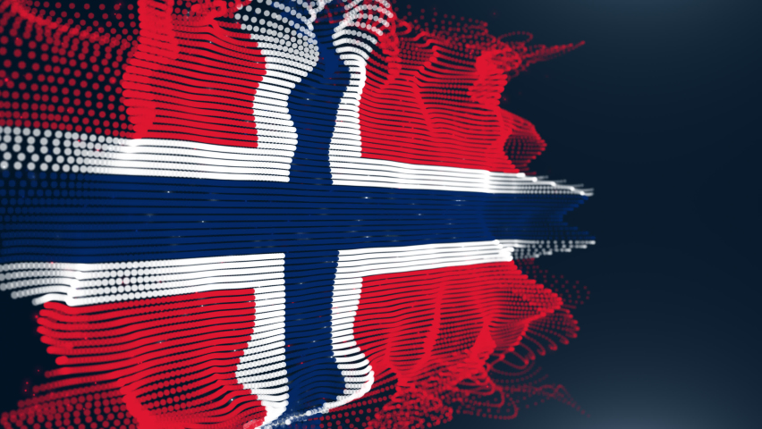 The national flag of Norway made of digital particles in a seamless loop on black background. Perfect for project that depicts Norway history, culture, and people. | Shutterstock HD Video #1088953941