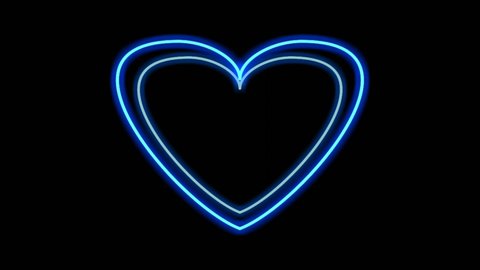 Neon light border love heart shape animation on black background.modern border with blank copy space 4K