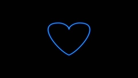 Neon light border love heart shape animation on black background. Multicolor modern border with blank copy space 4K