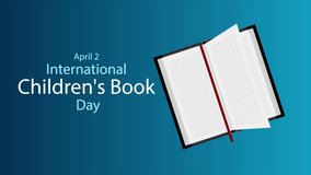 International Childrens Book Day open book, art video illustration.