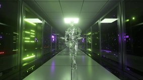 The diamond robot is dancing on the background of the server room. Dancer. Neon light. 3d animation of seamless loop - Powered by Shutterstock - Get 15% off with code: PIKWIZARD15