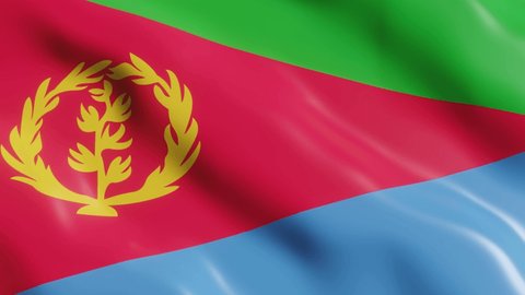 Waving flag of Eritrea African country. 3d render national flag in wind background. 4k realistic seamless loop animated video clip