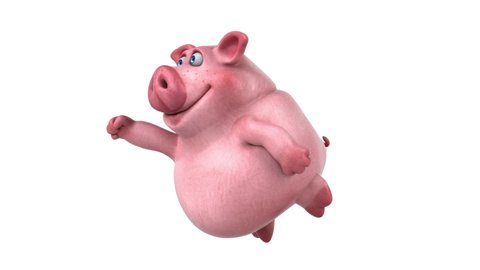 Fun 3D cartoon pig flying