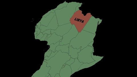 Map showing Libya From above zooming in. Libya map location on Africa map,  borders of Libya 