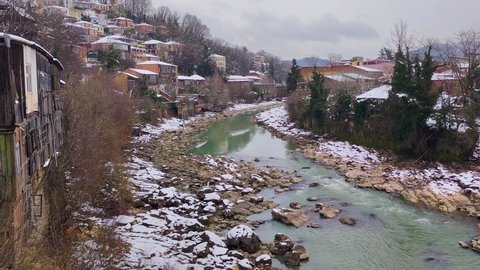 Kutaisi, Georgia - March 17, 2022: Rioni river in Kutaisi.