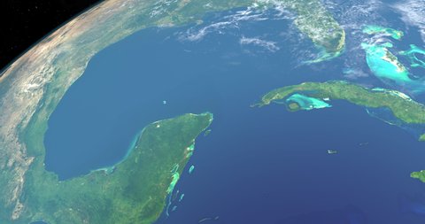 Yucatan Peninsula in Earth Planet. Aerial View