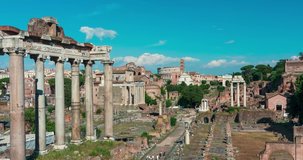 Rome (Italy) - Panoramic motion timelapse 4k video Roman Forum and  Colosseum