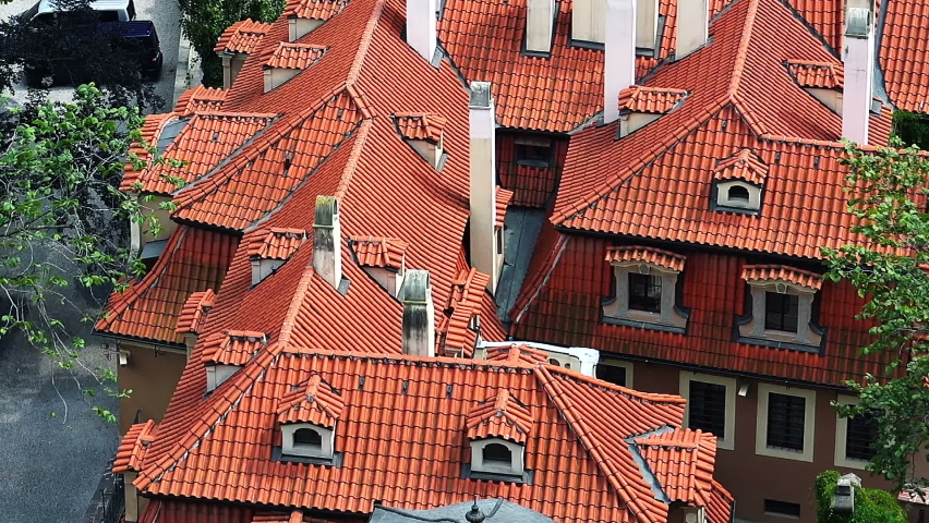Prague. Old Prague. Top view. Architecture, old houses, streets and neighborhoods. Czech Republic.