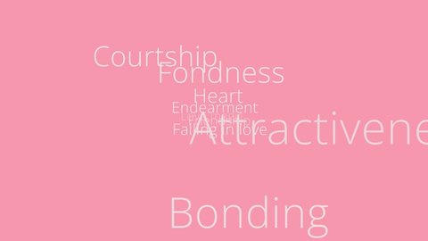 Pink romantic words looping animated background.