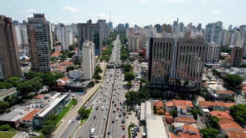 Sao Paulo Brazil. Cityscape of Sao Paulo Brazil. Stunning landscape of historic center of city. Medieval buildings and viaducts of historic center of Sao Paulo. Travel destination. Sao Paulo Brazil.