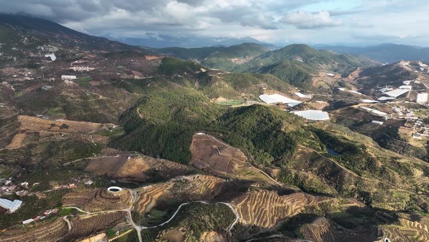 Farm Region Aerial View 4 K Alanya Turkey