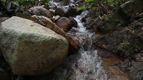 water flow on Tat Moel Waterfall at khuntan mountain national park.the Khun Than mountain range of the DoiKhun national park natural boundary between the northern Lamphun Lampang.
