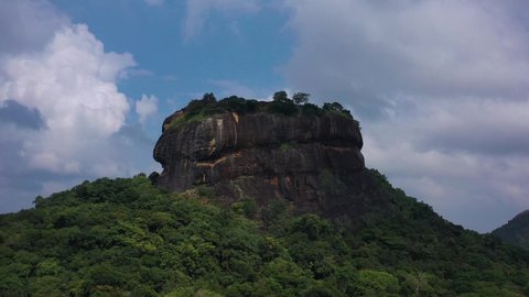 Aerial view of Sigiriya Lion's Rock, a rock fortress located in the northern Matale District, Dambulla, Sri Lanka