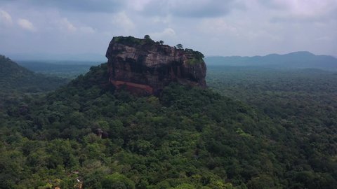Aerial view of Sigiriya Lion's Rock, a rock fortress located in the northern Matale District, Dambulla, Sri Lanka